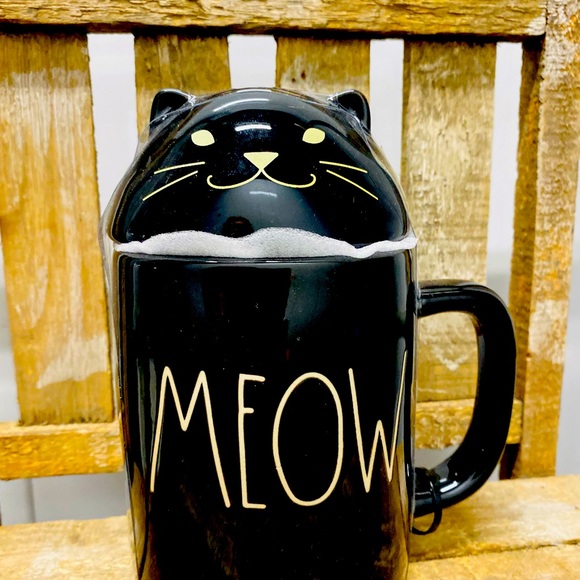 Rae Dunn MEOW cat mug with topper - Picture 3 of 5